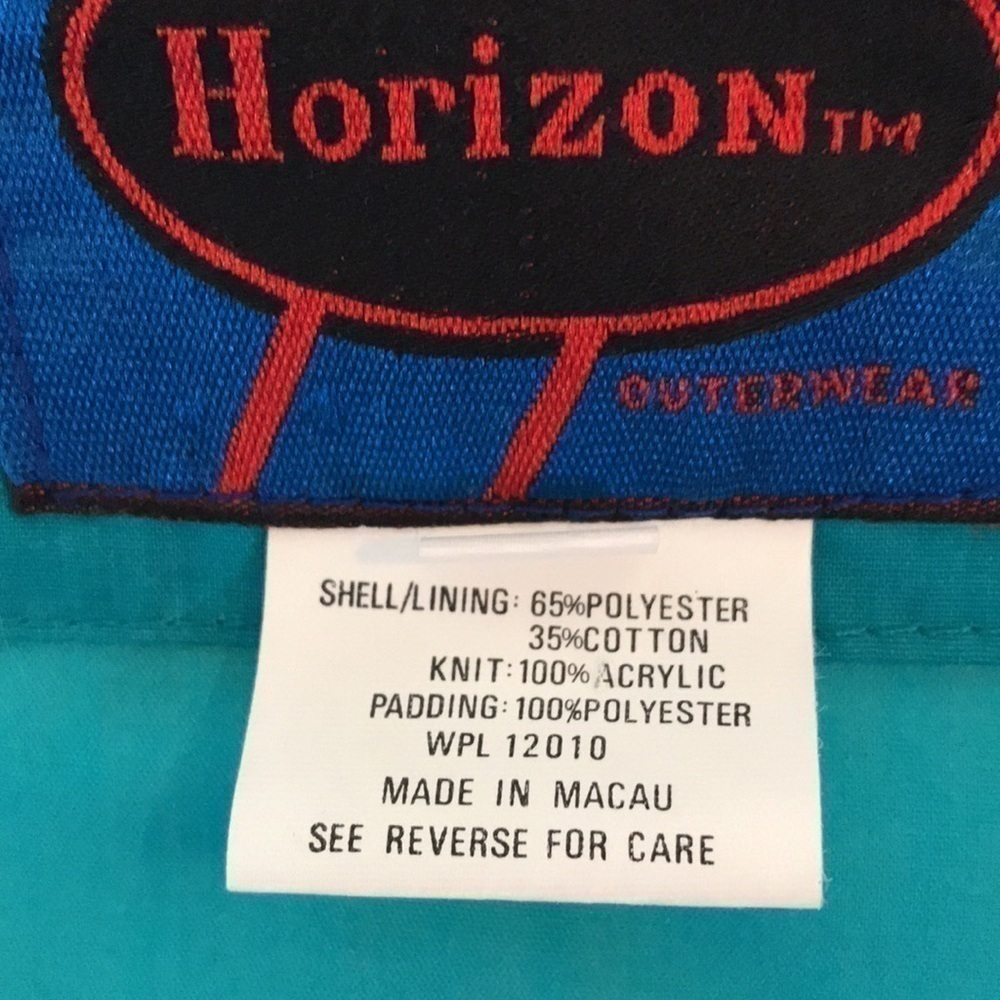 HORIZON Vintage Outerwear Reversible Turquoise Cream Black Puffer Ski Jacket—Lrg - Picture 5 of 16